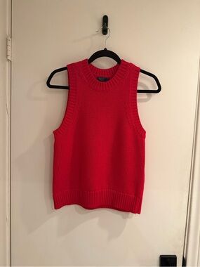 NWOT Vineyard Vines Cotton Blend Red Sleeveless Crewneck Knit Sweater Size Small